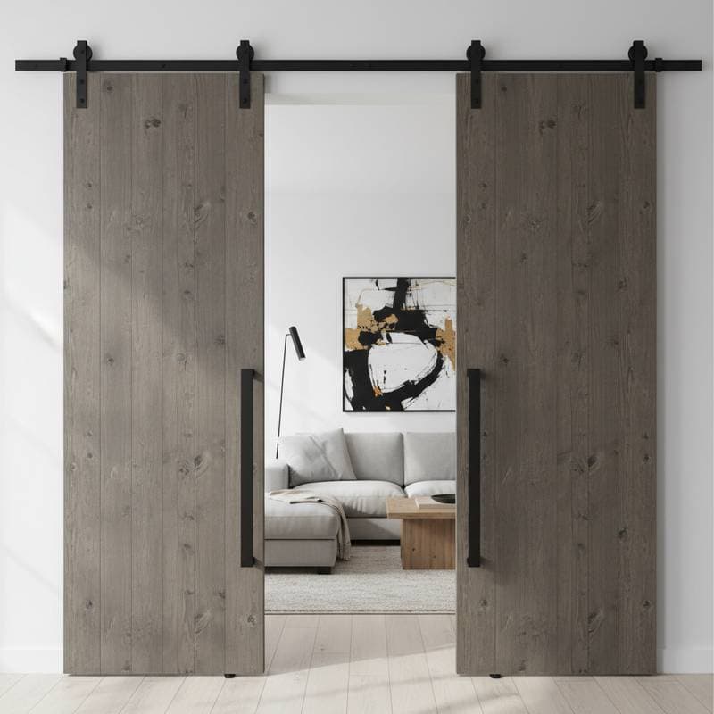 Image for Matte Black Hardware Transforms Barn Doors Into Art