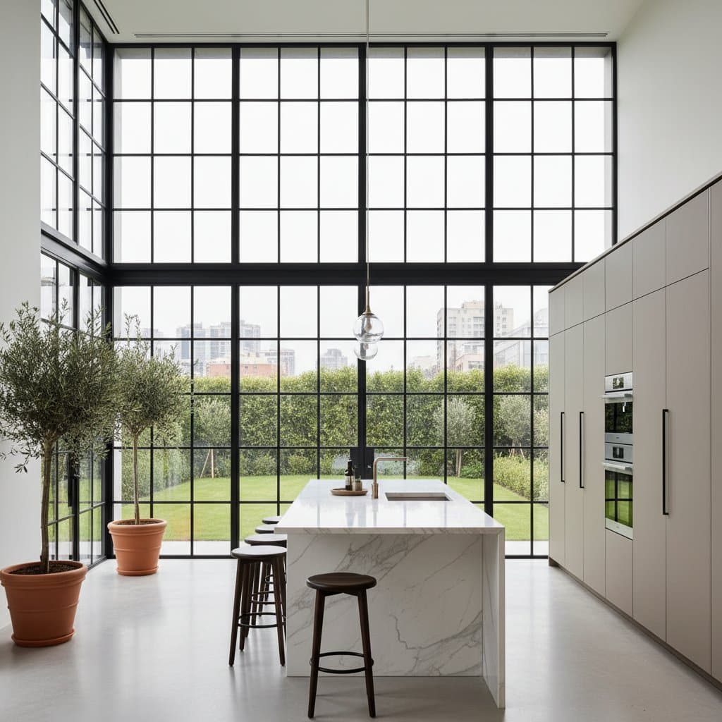 Image for Black Steel Windows Define High-Style Kitchen Design