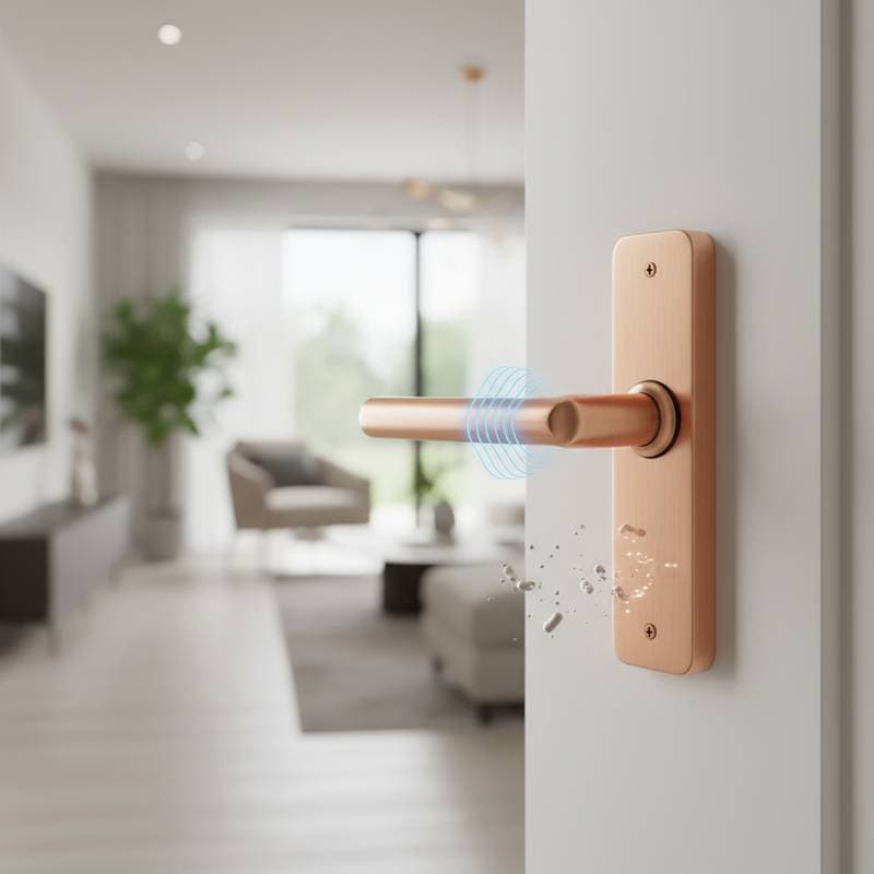 Image for Copper Handles Kill Bacteria Without Cleaning Agents