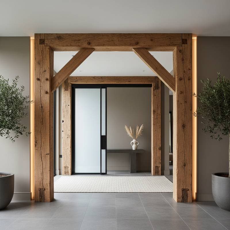 Image for Reclaimed Barn Beam Entryways Cost $7K-$9K Installed