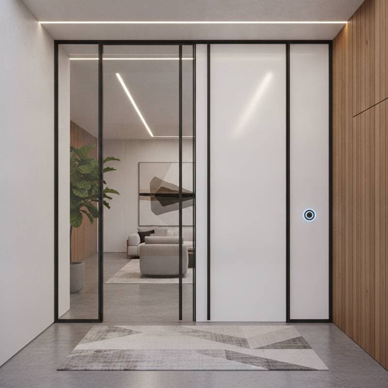 Image for Smart Glass Doors Switch from Clear to Private Instantly