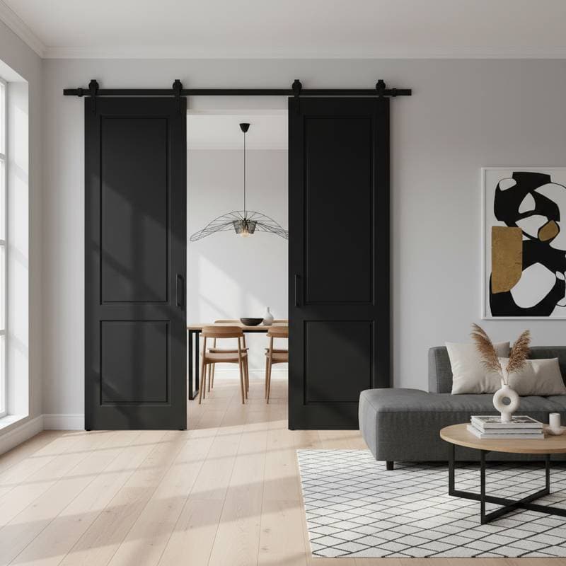 Image for Matte Black Barn Doors Lead 2025 Interior Trends